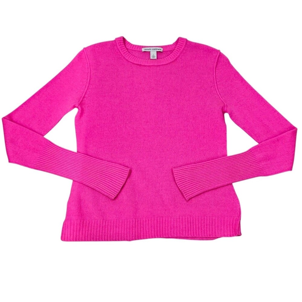Autumn Cashmere Womens S Pure Cashmere Sweater Pink Jumper Crewneck Pullover